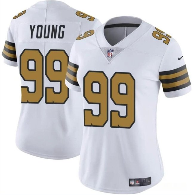women's New Orleans Saints Uniform 99 Chase Young Jersey Stitched Shirt White Alternate