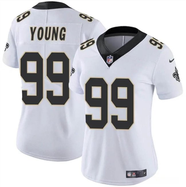 women's New Orleans Saints Uniform 99 Chase Young Jersey Stitched Activewear White Shirt