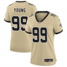 women's New Orleans Saints Uniform 99 Chase Young Jersey Stitched Activewear Gold Shirt