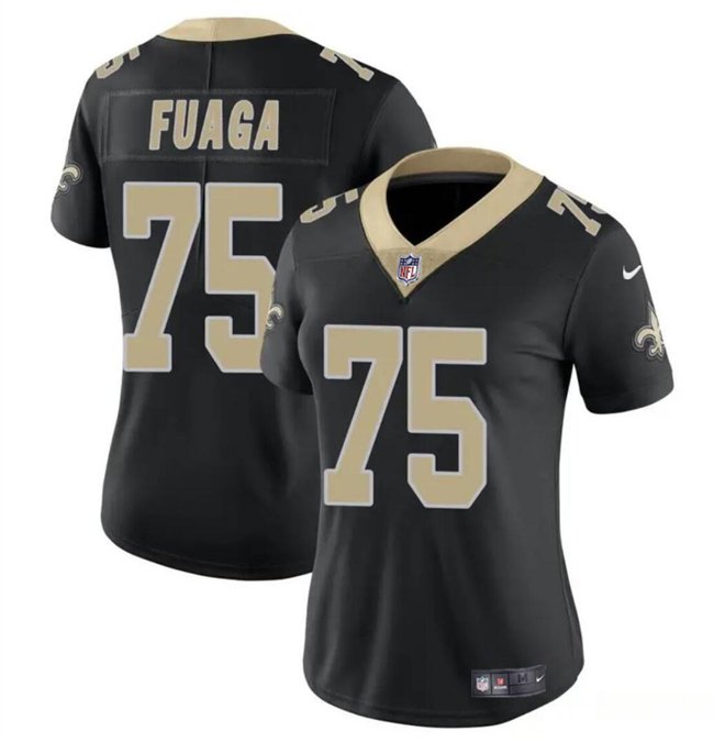 women's New Orleans Saints Uniform 75 Taliese Fuaga Jersey Stitched Activewear Black Shirt