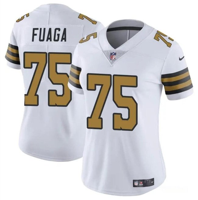 women's New Orleans Saints Uniform 75 Taliese Fuaga Jersey Stitched Shirt White Alternate