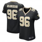 women's New Orleans Saints Uniform 96 Carl Granderson Jersey Stitched Activewear Black Shirt
