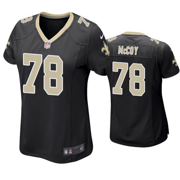 women's New Orleans Saints Uniform 78 Erik Mccoy Jersey Stitched Activewear Black Shirt