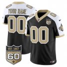adult & youth Saints Uniform 00 Custom name number Jersey Black-White 60th Anniversary Patch
