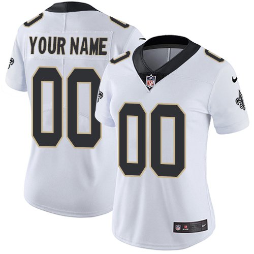 women's New Orleans Saints Uniform 00 Custom name number Jersey Stitched Activewear White Shirt