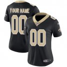 women's New Orleans Saints Uniform 00 Custom name number Jersey Stitched Activewear Black Shirt