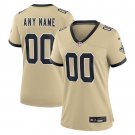 women's New Orleans Saints Uniform 00 Custom name number Jersey Stitched Activewear Gold Shirt