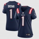 women's New England Patriots Uniform 11 A.J. Brown Jersey Stitched Activewear Navy Shirt