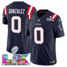 adult & youth,toddler NE Patriots 0 Christian Gonzalez Jersey Stitched Red 2026 Super Bowl LX Patch
