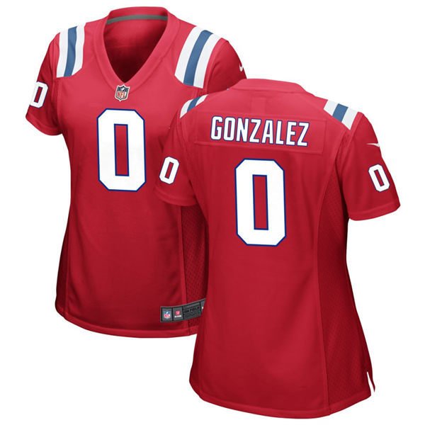 women's New England Patriots Uniform 0 Christian Gonzalez Jersey Stitched Activewear Red Shirt
