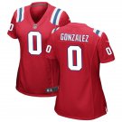 women's New England Patriots Uniform 0 Christian Gonzalez Jersey Stitched Activewear Red Shirt
