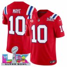 adult & youth,toddler NE Patriots 10 Drake Maye Jersey Stitched Red 2026 Super Bowl LX and C Patch
