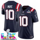 adult & youth,toddler Patriots Uniform 10 Drake Maye Jersey Stitched Navy 2026 Super Bowl LX Patch