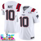 adult & youth,toddler Patriots Uniform 10 Drake Maye Jersey Stitched White 2026 Super Bowl LX Patch
