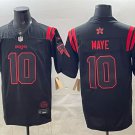 adult NE Patriots Uniform 10 Drake Maye Jersey Stitched Activewear Black Stranger Things Edition