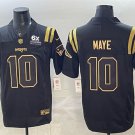 adult NE Patriots 10 Drake Maye Jersey Stitched Black Gold Edition 6x Super Bowl Champions Patch