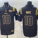 adult NE Patriots 10 Drake Maye Jersey Stitched Black Gold Edition 2025 AFC East Championship Patch
