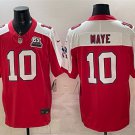 adult NE Patriots 10 Drake Maye Jersey Stitched Red-White Gratitude 6x Super Bowl Champions Patch