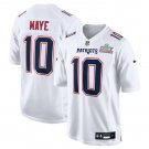 adult NE Patriots Uniform 10 Drake Maye Jersey Stitched White 2026 Super Bowl LX Patch Fashion