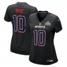 women's NE Patriots Uniform 10 Drake Maye Jersey Stitched Black 2026 Super Bowl LX Patch Fashion