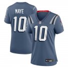 women's New England Patriots Uniform 10 Drake Maye Jersey Stitched Activewear Blue Rivalries Shirt