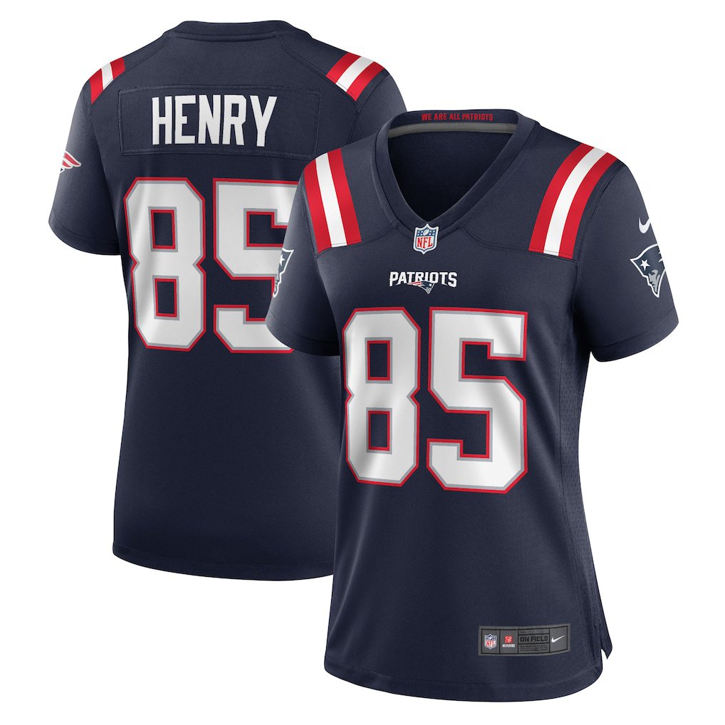 women's New England Patriots Uniform 85 Hunter Henry Jersey Stitched Activewear Navy Shirt