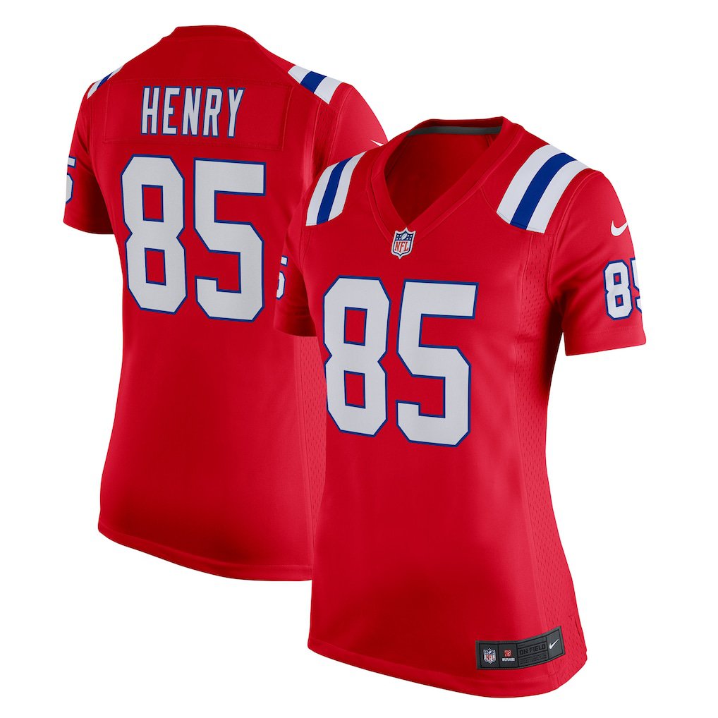 women's New England Patriots Uniform 85 Hunter Henry Jersey Stitched Activewear Red Shirt