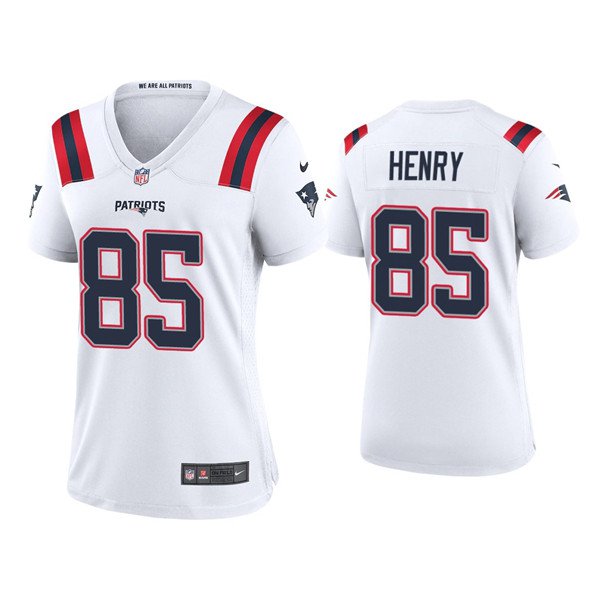 women's New England Patriots Uniform 85 Hunter Henry Jersey Stitched Activewear White Shirt