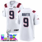 adult & youth,toddler NE Patriots 9 Kayshon Boutte Jersey Stitched White 2026 Super Bowl LX Patch