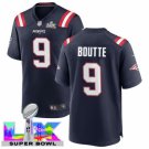 adult & youth,toddler NE Patriots 9 Kayshon Boutte Jersey Stitched Navy 2026 Super Bowl LX Patch