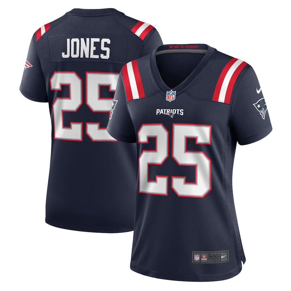 women's New England Patriots Uniform 25 Marcus Jones Jersey Stitched Activewear Navy Shirt