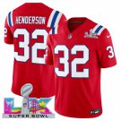 adult & youth,toddler Patriots 32 TreVeyon Henderson Jersey Stitched Red 2026 Super Bowl LX Patch