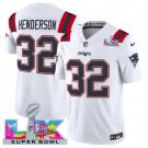 adult & youth,toddler Patriots 32 TreVeyon Henderson Jersey Stitched White 2026 Super Bowl LX Patch