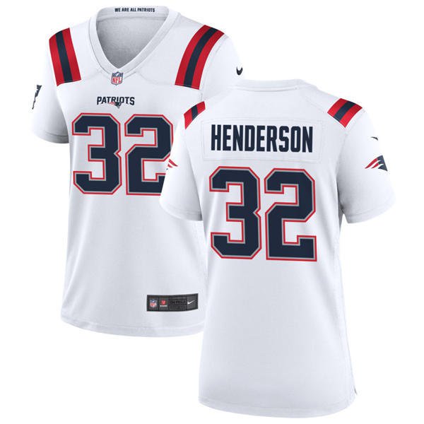 women's New England Patriots Uniform 32 TreVeyon Henderson Jersey Stitched Activewear White Shirt