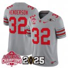 adult & youth Ohio State Buckeyes 32 TreVeyon Henderson Jersey Grey 2025 Final and Champions Patch