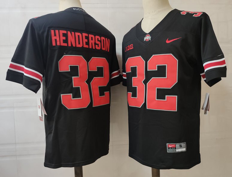 adult & youth Ohio State Buckeyes Uniform 32 TreVeyon Henderson Jersey College Shirt Black Stitched