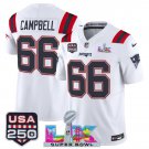 adult & youth,toddler NE Patriots 66 Will Campbell Jersey Stitched White 2026 Super Bowl LX Patch