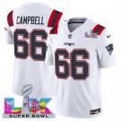 adult & youth,toddler NE Patriots 66 Will Campbell Jersey Stitched White 2026 Super Bowl LX Patch