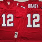 adult NE Patriots Uniform 12 Tom Brady Jersey Stitched Activewear Red M&N Throwback Mesh Shirt