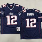 adult NE Patriots Uniform 12 Tom Brady Jersey Stitched Activewear Navy M&N Throwback Mesh Shirt