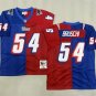 adult NE Patriots Uniform 54 Tedy Bruschi Jersey Stitched Royal/Red Split Two Tone Throwback Shirt