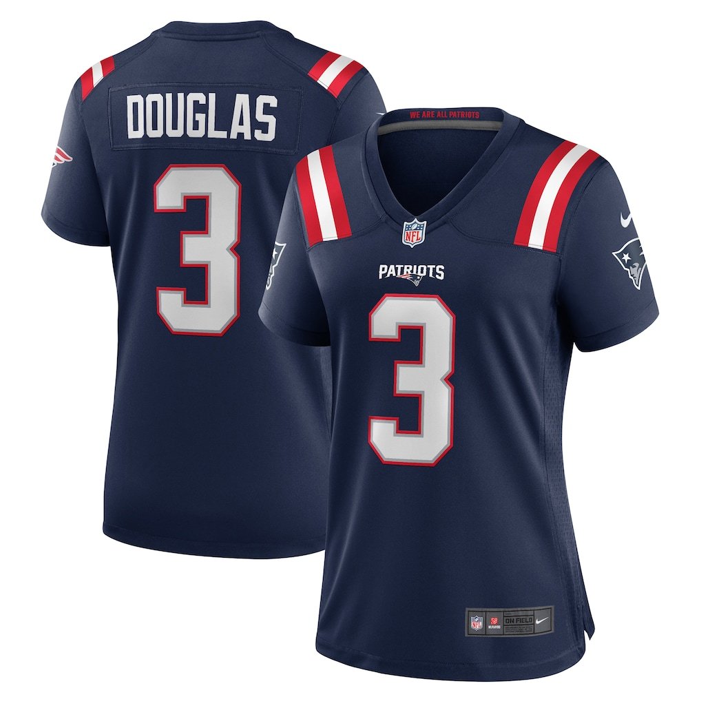 women's New England Patriots Uniform 3 Demario Douglas Jersey Stitched Activewear Navy Shirt