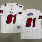 adult NE Patriots Uniform 81 Randy Moss Jersey Stitched Activewear White M&N Throwback Mesh Shirt