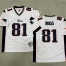 adult NE Patriots Uniform 81 Randy Moss Jersey Stitched Activewear White M&N Throwback Mesh Shirt