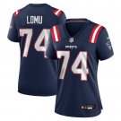 women's New England Patriots Uniform 74 Caleb Lomu Jersey Stitched Activewear Navy Shirt