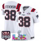 adult & youth NE Patriots 38 Rhamondre Stevenson  Jersey White 2026 Super Bowl LX and USA 250' Patch