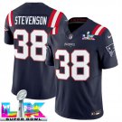adult & youth,toddler Patriots 38 Rhamondre Stevenson Jersey Stitched Navy 2026 Super Bowl LX Patch