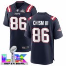 adult & youth,toddler NE Patriots 86 Efton Chism III Jersey Stitched Navy 2026 Super Bowl LX Patch