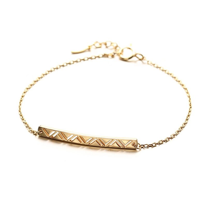 Leeyee 14K Gold Plated S925 Hollow Geometric Bracelet for Women Girls Custom Size Jewelry