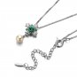 Leeyee S925 Genuine Pearl Green Spinel Snowflake Pendant Clavicle necklace for Women Girls Jewelry